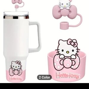 Hello Kitty Pink and White Theme Topper And Base For Tumbler